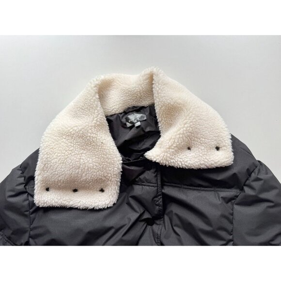 NWOT LINE AND DOT Sage Black Faux Fur Shearling Puffer Jacket Coat, Size S - Picture 6 of 13